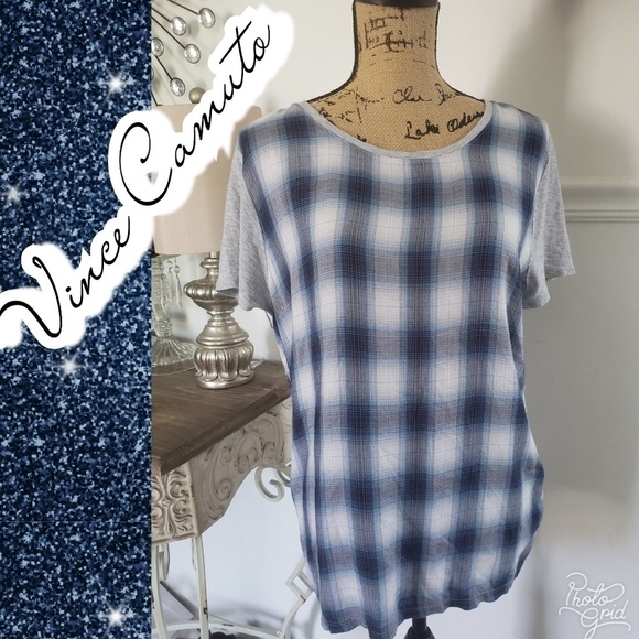 Vince Camuto Tops - 💋Vince Camuto plaid blue tshirt sz xl